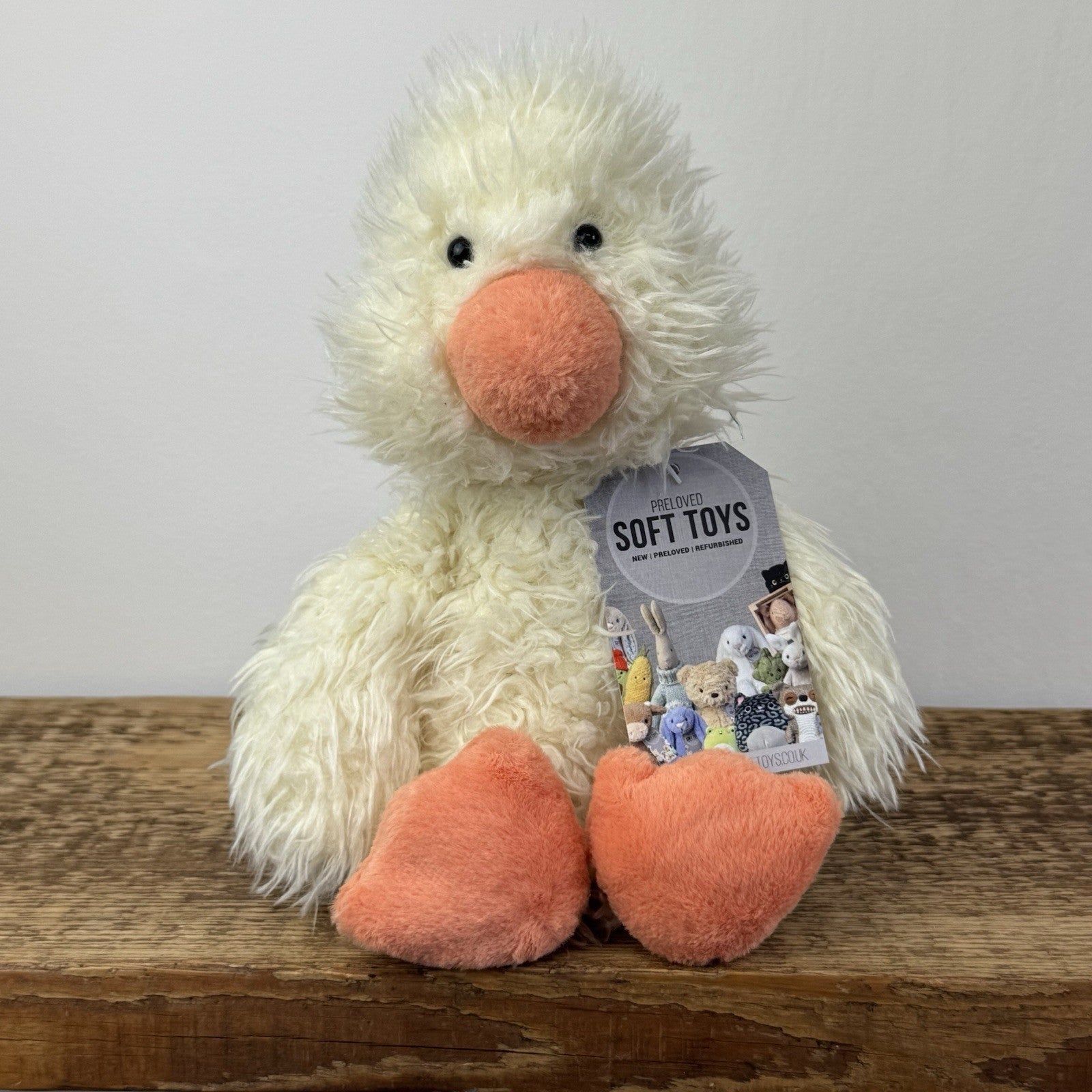 Jellycat Angora Duck - Rare Indigo Exclusive Fluffy Cream Duck Medium 12"