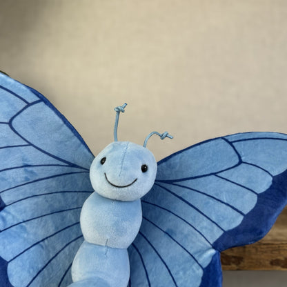 Jellycat Iris Breezy Butterfly - Blue Butterfly Plush Display Beanie Rare 8"