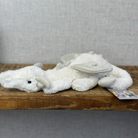 Jellycat Little Snow Dragon - White/Glitter Beanie Small Dragon Retired 11”