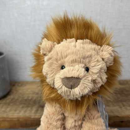 Jellycat Medium Fuddlewuddle Lion - Textured Sitting Lion Beanie Soft Toy 9”