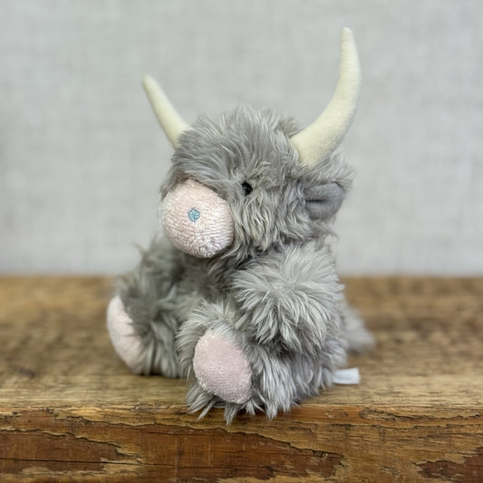 Blue Nose Friends Smoo Highland Cow #108 - Mini Grey/Pink Cow Beanbag Plush