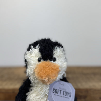 Jellycat Small Bunglie Penguin - Black/White Curly Fur Beanie Penguin Bird 11"
