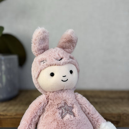 Jellycat Perky Bunny Hop - Pink Rabbit Doll Soft Toy Baby Pink Beanie Rare 12”