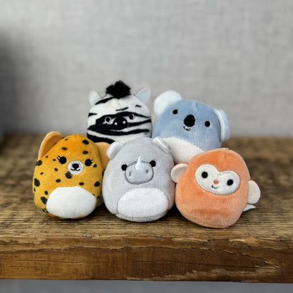 Squishmallow Squishville - Wild Animal Sqaud x5 Leopard, Monkey, Koala Bundle