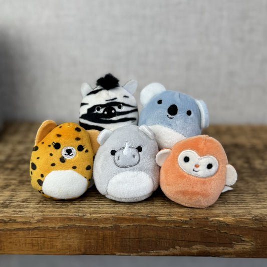 Squishmallow Squishville - Wild Animal Sqaud x5 Leopard, Monkey, Koala Bundle