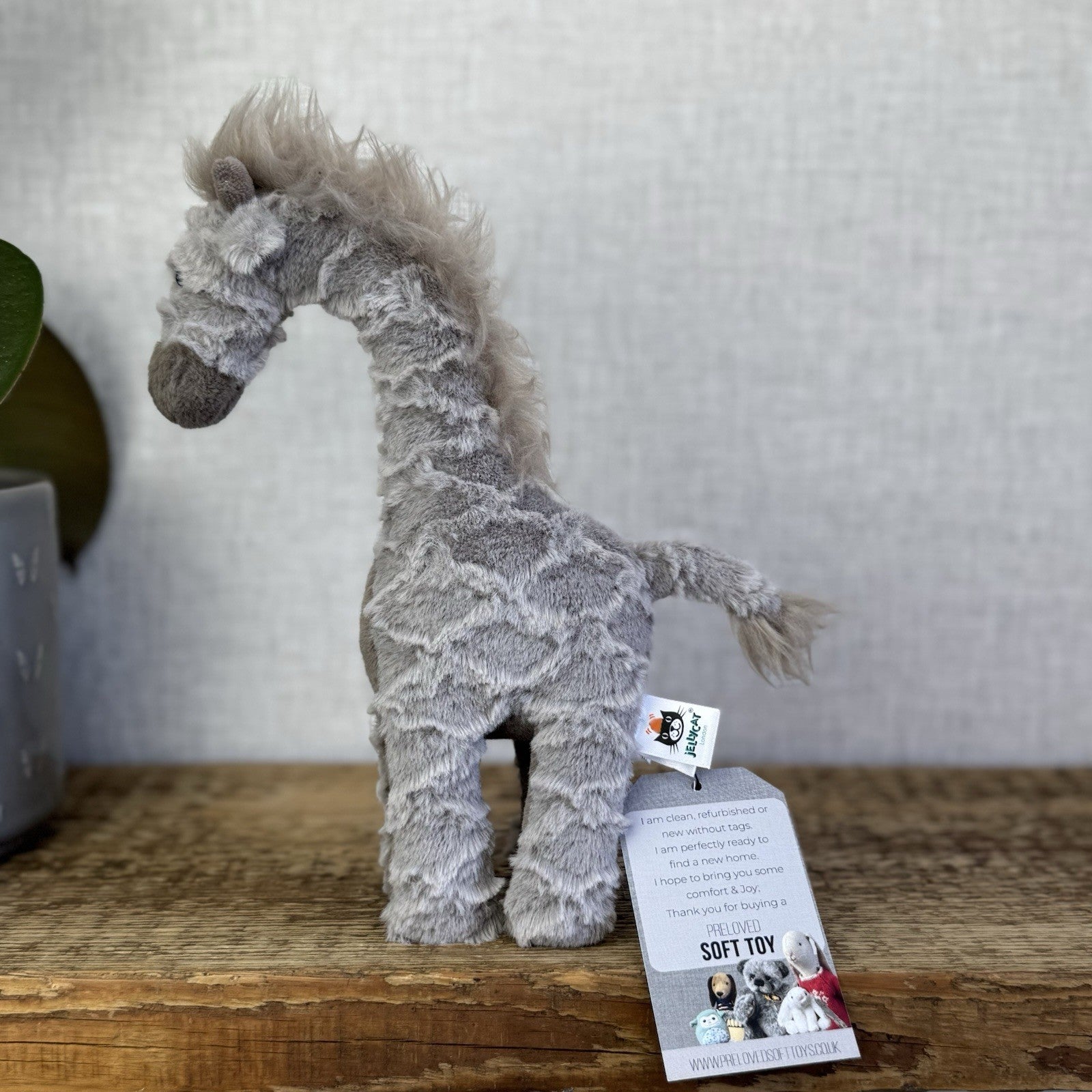 Jellycat Little Joey Giraffe - Small Grey Standing Giraffe Beanie Plush NWOT 8"