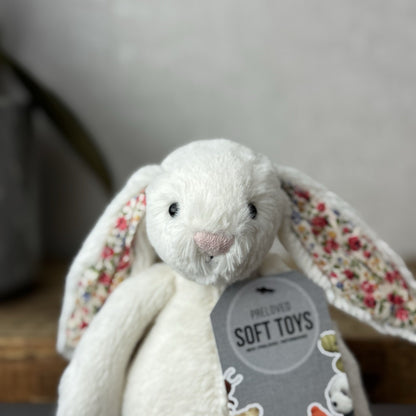 Jellycat Small Bashful Cream Blossom - Cream Bunny Floral Ears & Feet 8”