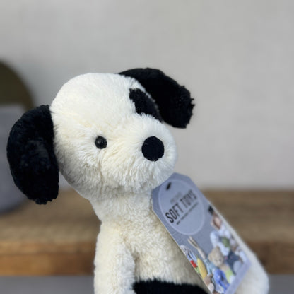 Jellycat Pitterpat Puppy Dog - Long Leg Puppy Jellycat - Black & Cream Puppy 14"