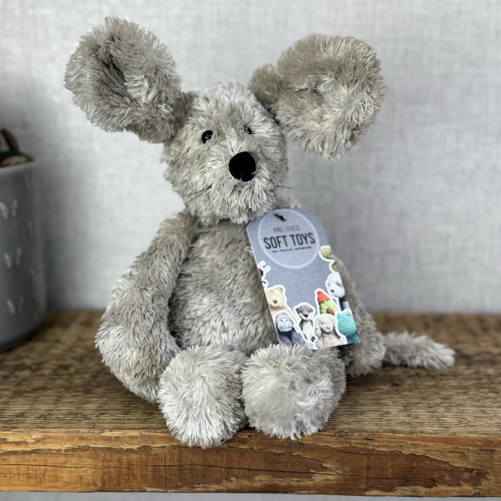 Jellycat  Tumbler Mous - Grey Scruffy Bunglie Style Mouse Beanie Plush 11” NWOT