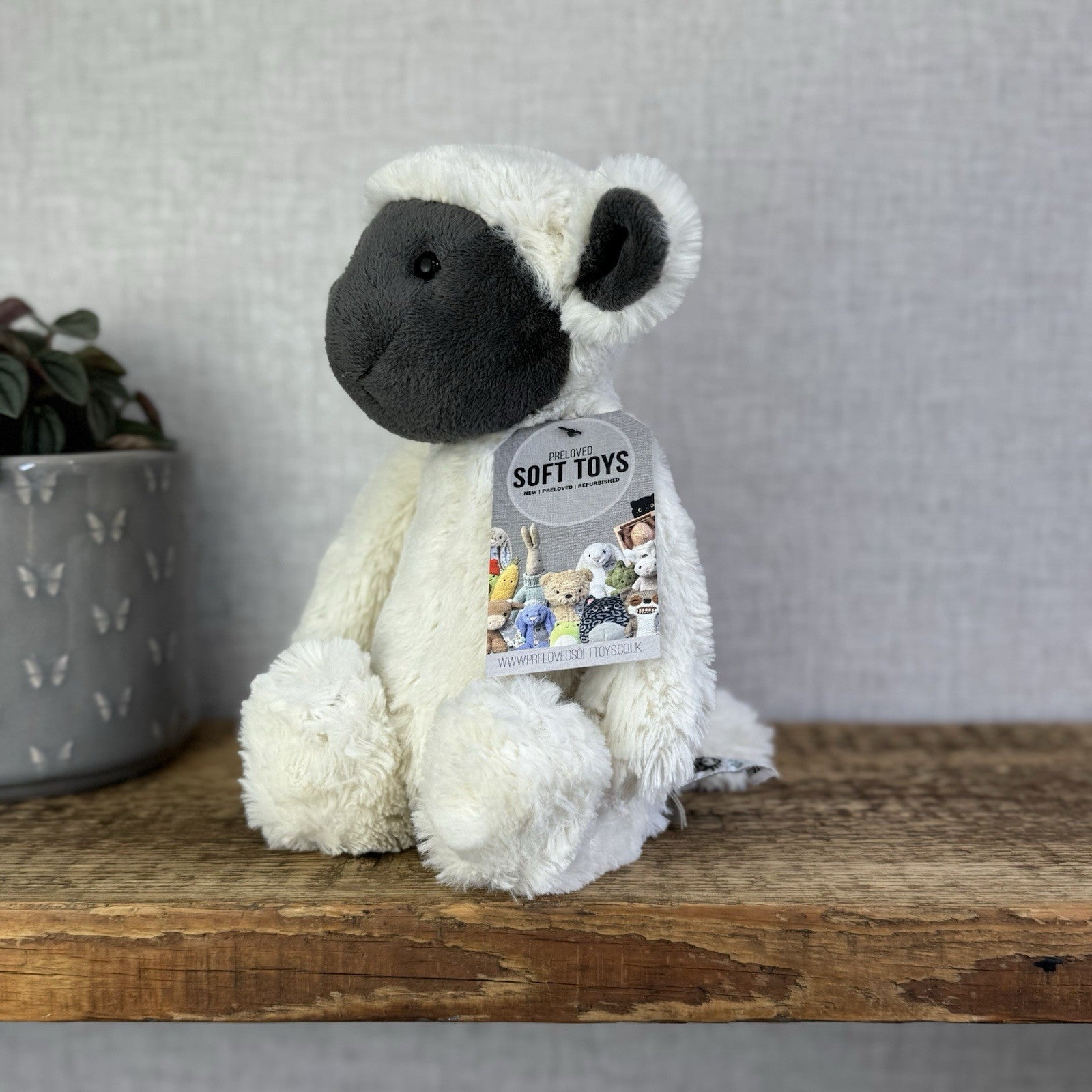 Jellycat Medium Bashful Grey Face Lamb - Medium Cream Lamb Beanie Plush 12"
