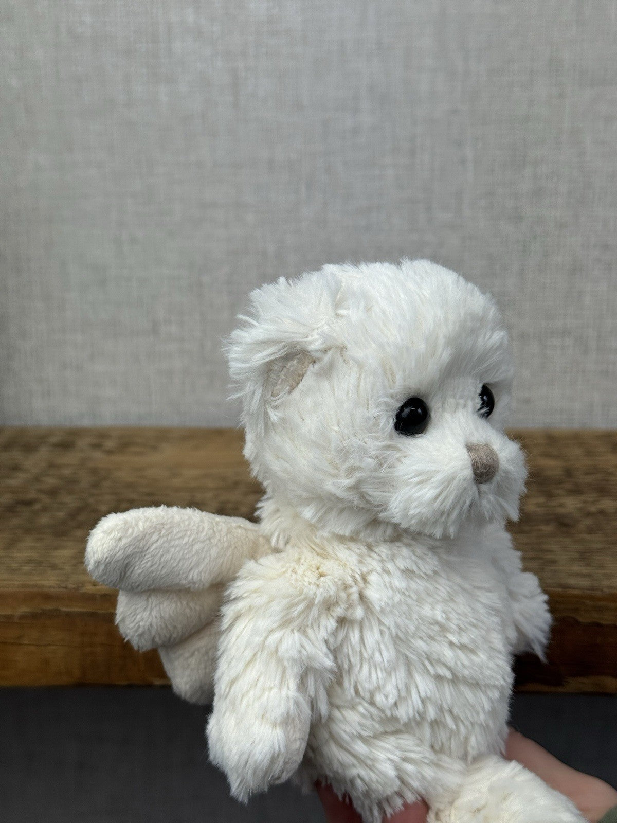 Bukowski Bears Angel Bear Kaitlyn (Removed labels) White Angel Beanie Bear 7"
