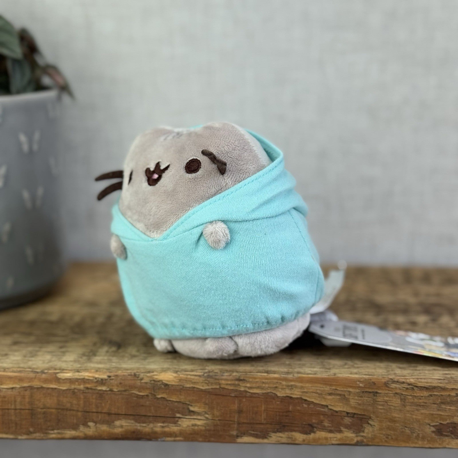 Gund Pusheen Cat - Mini Pusheen In Aqua Blue Hoodie - Spring 2019 Exlusive