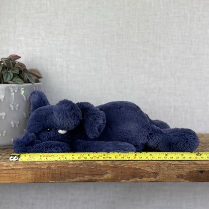 Jellycat Medium Bashful Navy Blue Elephant - Medium Blue With Tusks 12”