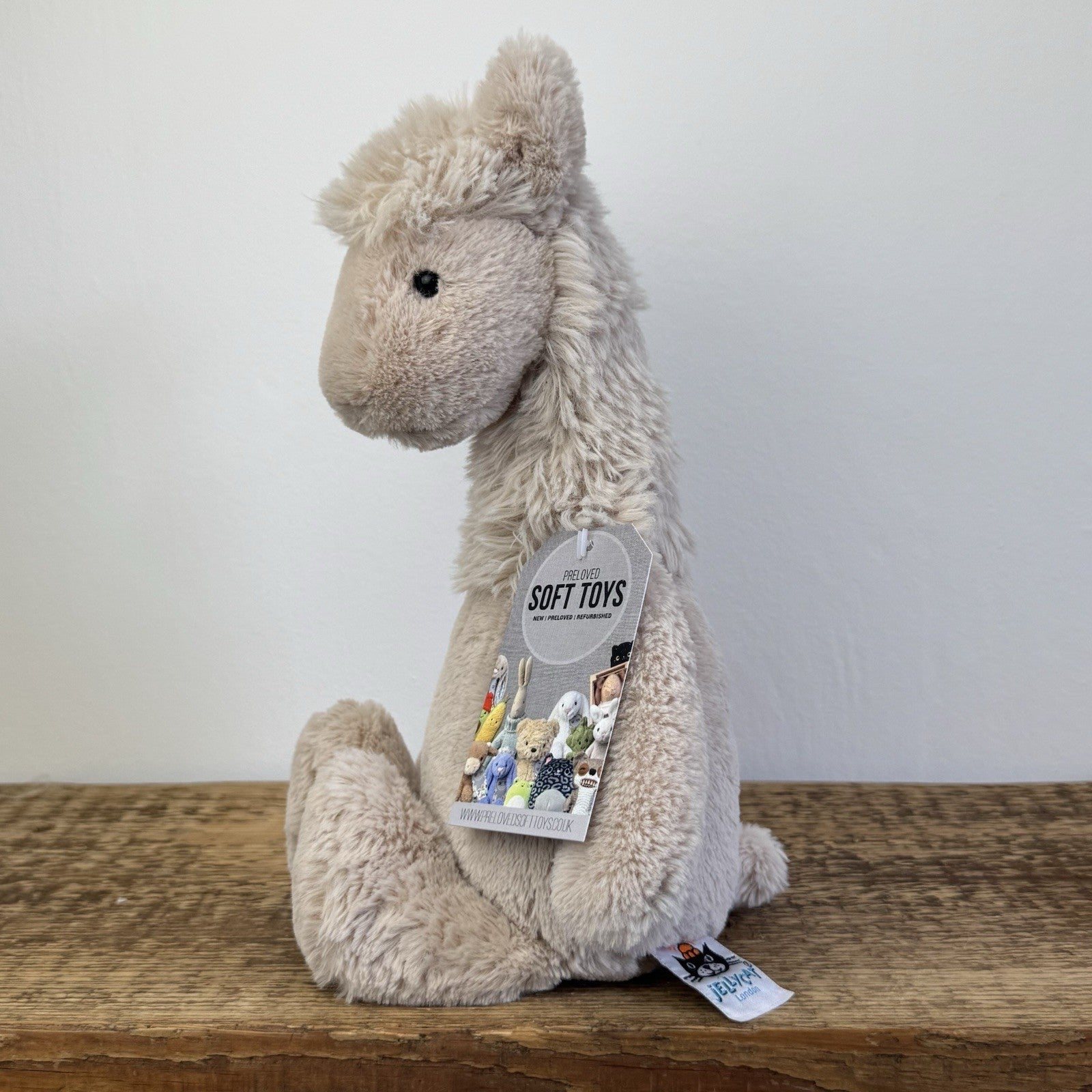 Jellycat Medium Bashful Llama Soft Toy Plush - Rare & Retired Beige Seated 12"