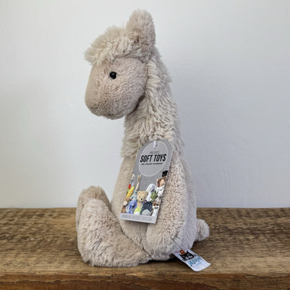 Jellycat Medium Bashful Llama Soft Toy Plush - Rare & Retired Beige Seated 12"