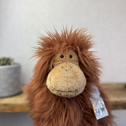 Jellycat Medium Max Monkey - Fluffy Long Hair Monkey Plush Beanie Retired 16"