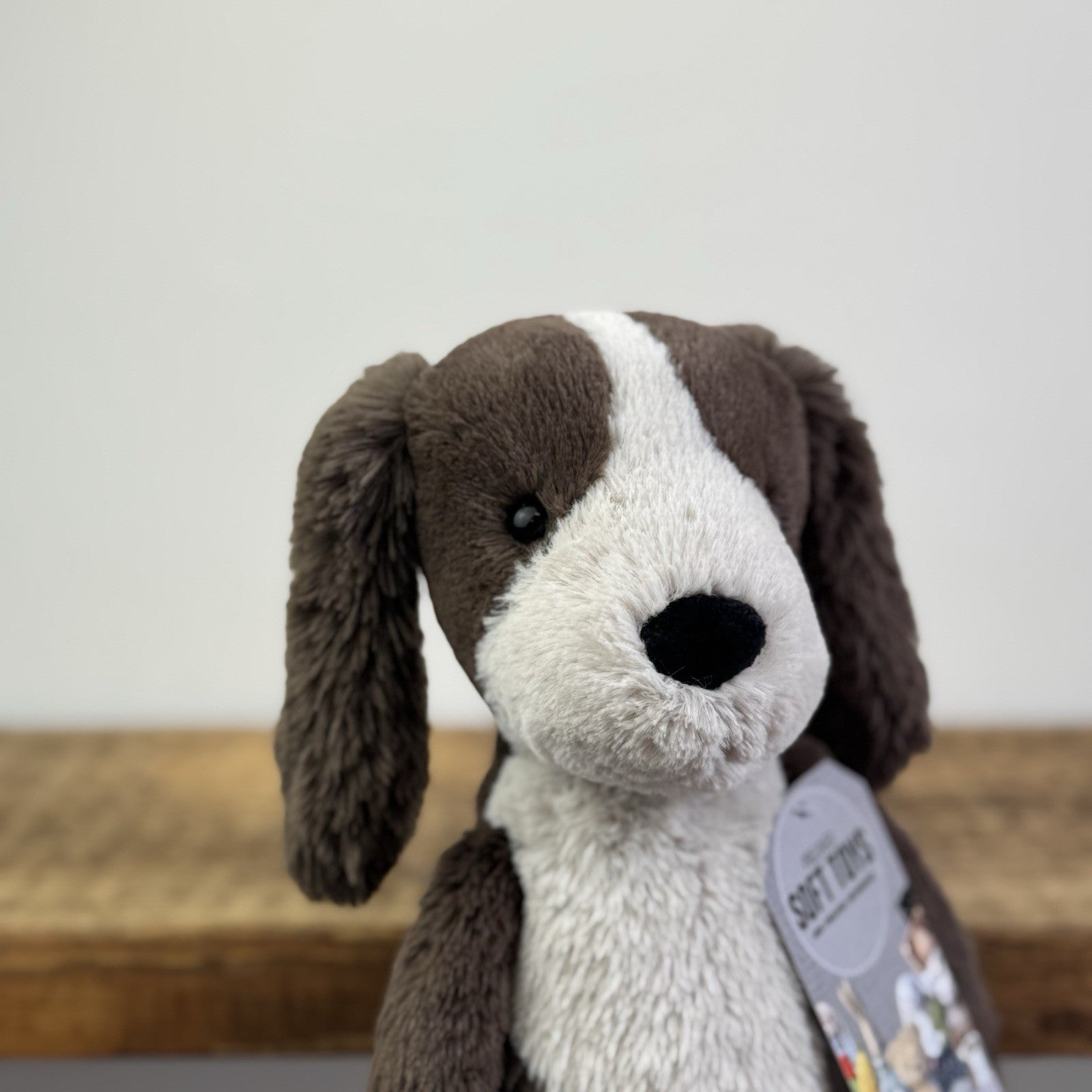 Jellycat Medium Fudge Puppy - Brown/Cream Soft Toy Dog Spaniel Beanie Pup 12" 