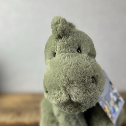 Jellycat Medium Huggady Dinosaur- Floppy Green Dino Soft Toy Retired 10" (#3)