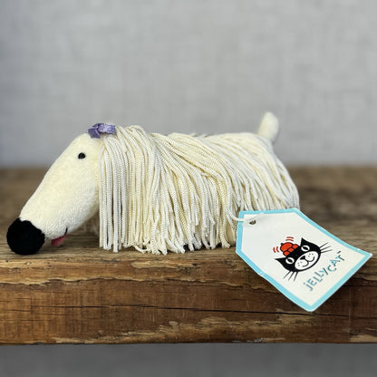 Jellycat Wonderful Woofer - Vintage Dog Puppy Fringe Dog Beanie Mini 4"