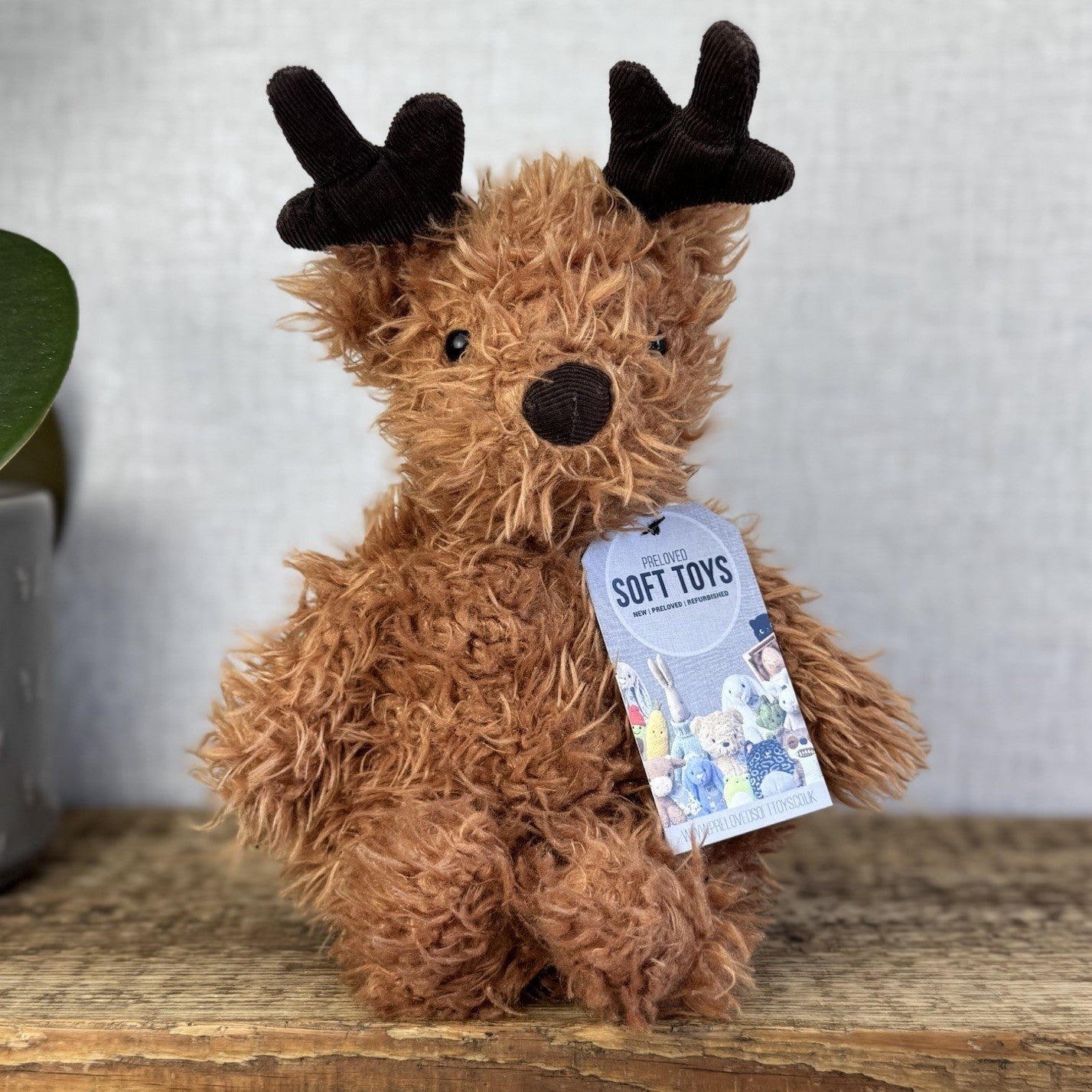 Jellycat Pudding Reindeer - Curly Haired Deer Beanie Plush Retired Rare 12"