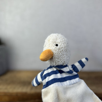 Jellycat Berdita Duck Soother Comfort Blanket - Cream & Navy Baby Duck Comforter
