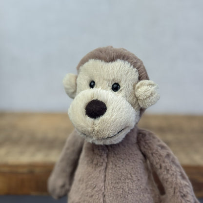Jellycat Small Bashful Monkey Retired Brown Beanie Monkey Plush Retired 8" BNWT
