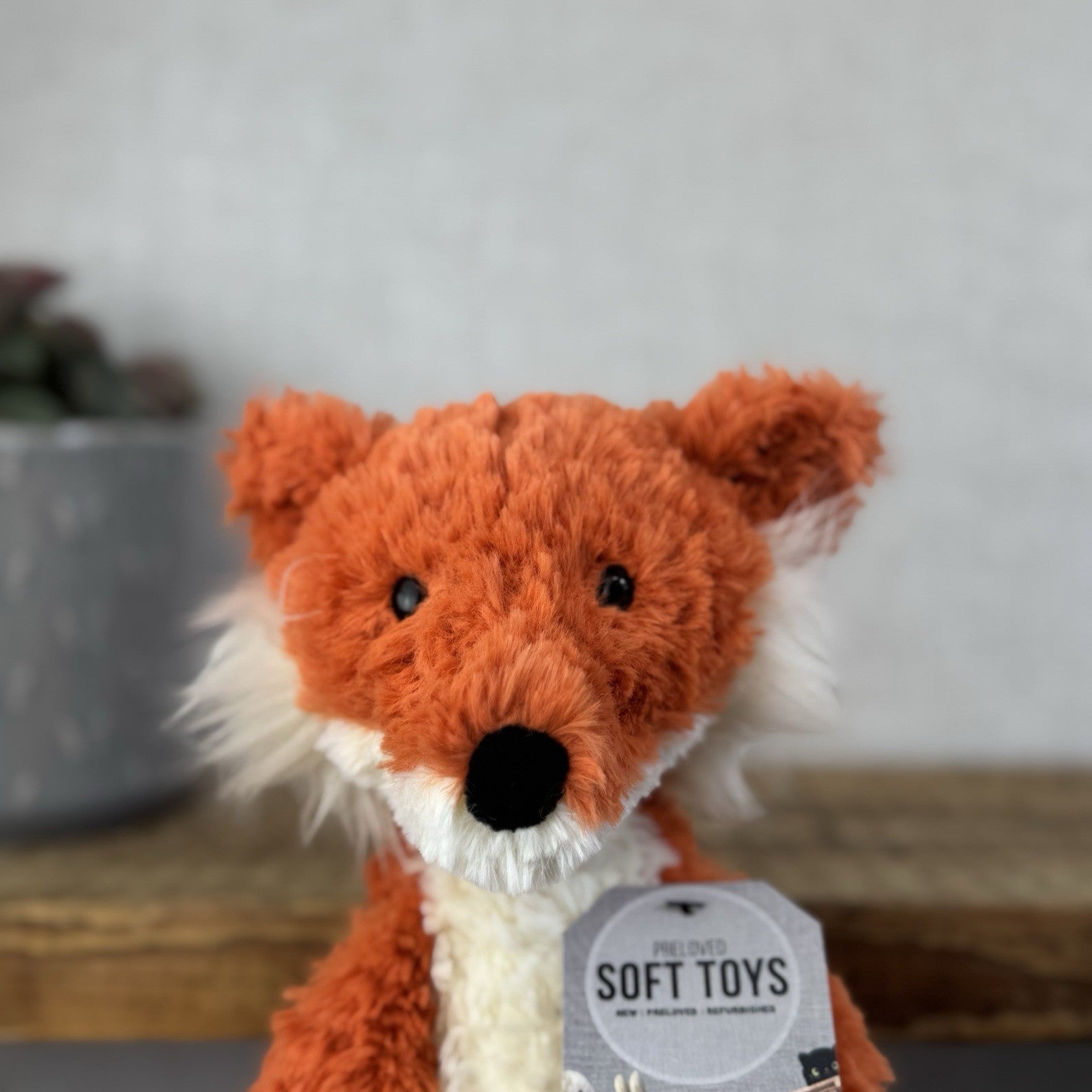 Jellycat Crumble Fox Orange Soft Plush Toy - Textured Red Fox Beanie Plush 12"