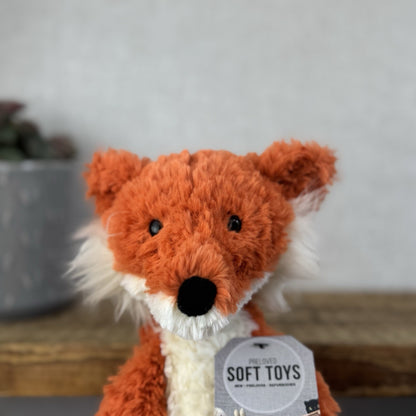 Jellycat Crumble Fox Orange Soft Plush Toy - Textured Red Fox Beanie Plush 12"