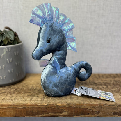 Jellycat Coral Cutie Seahorse Soft Toy - Blue Velour Sea Horse Soft Toy 8"