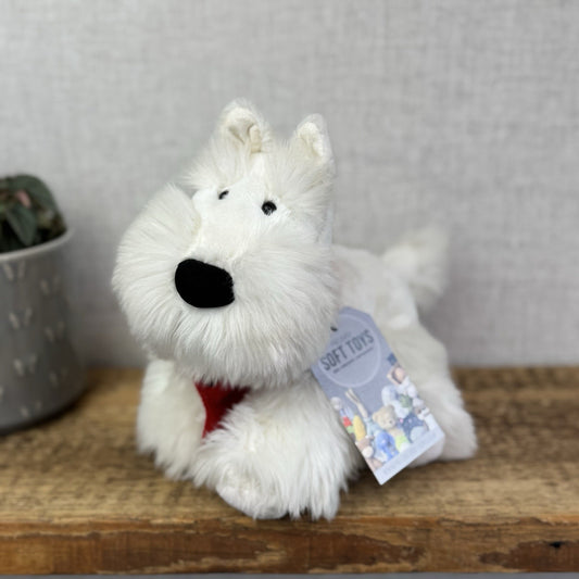 Jellycat X John Lewis Collab - Christmas Terrier Beanie Soft Toy Puppy Westie 8"
