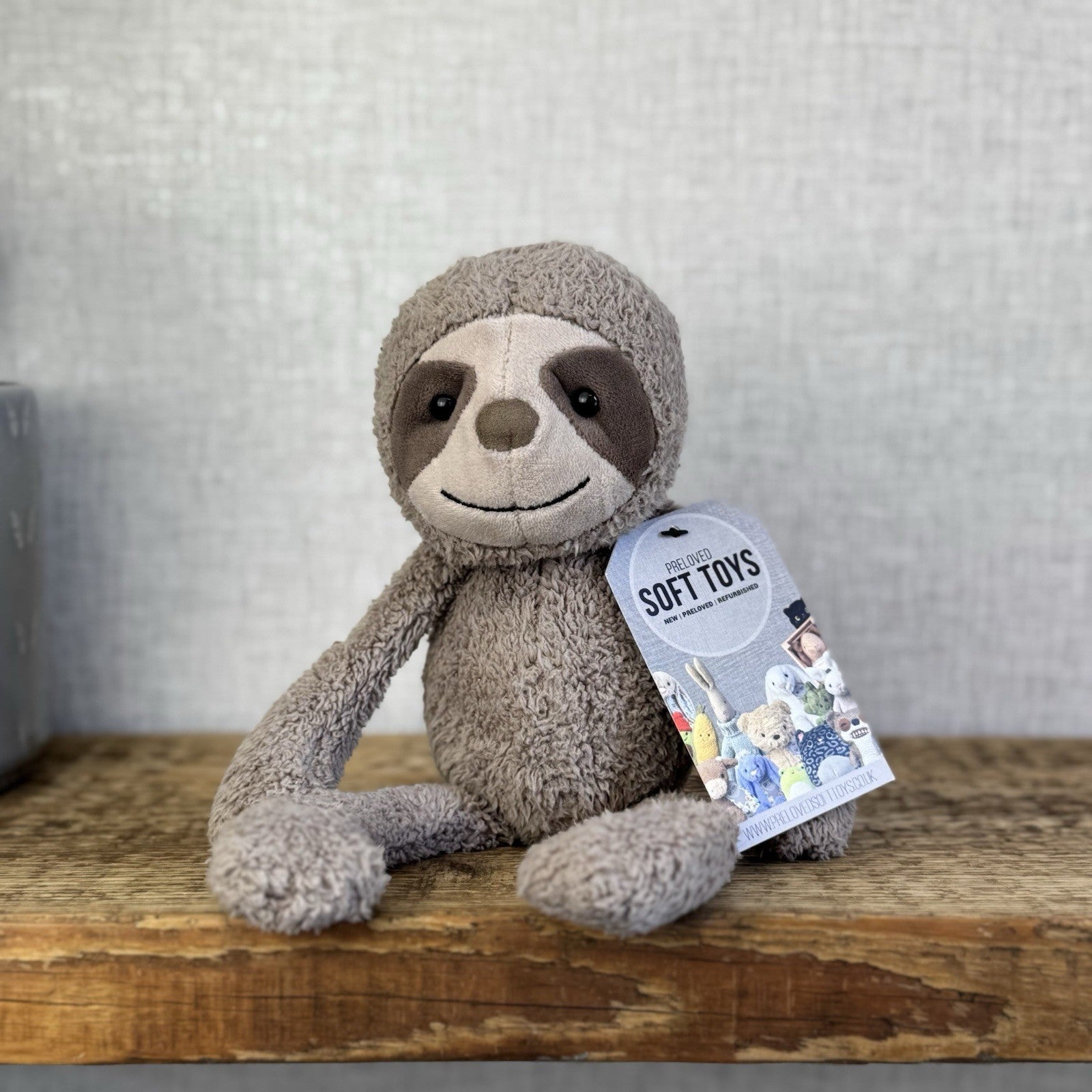 Jellycat Woogie Sloth - Small Grey Beanie Sloth Plush Rare Collectible Cute 10”