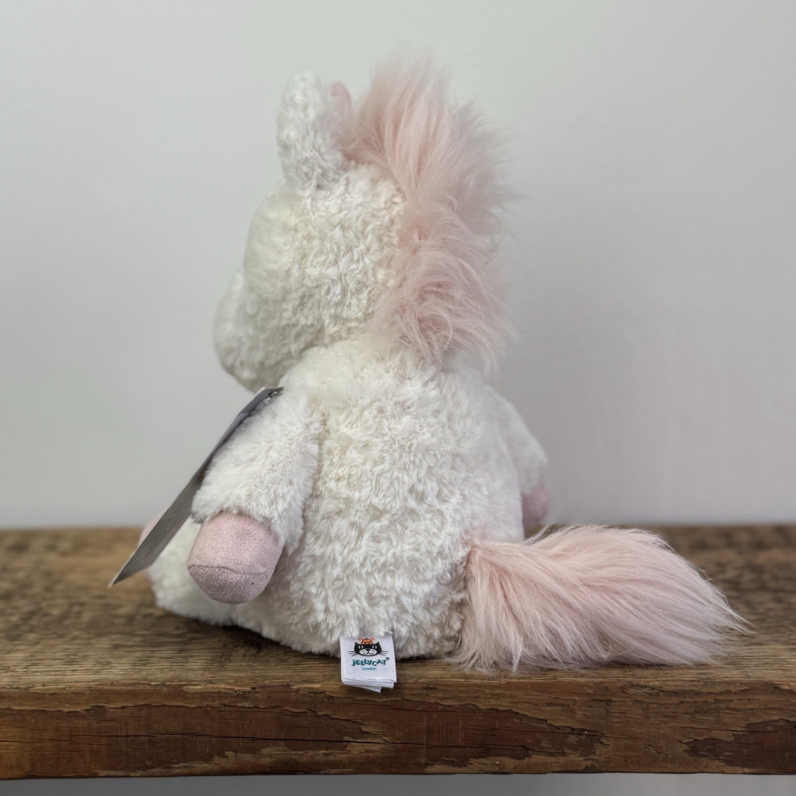 Jellycat Flossie Unicorn - White Unicorn Pink Fluffy Tail Beanie Retired 11"