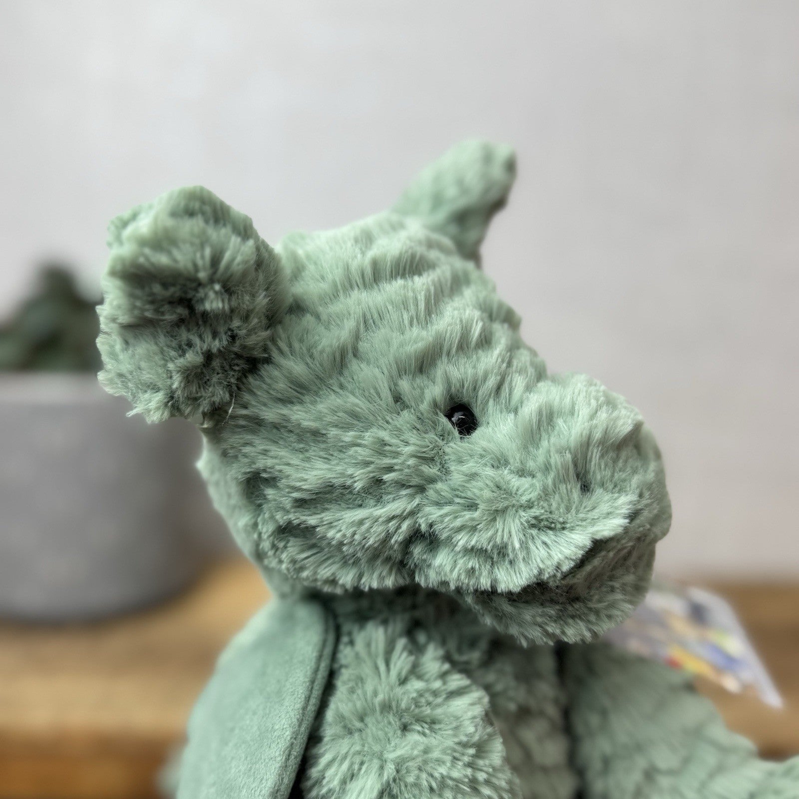 Jellycat Fuddlewuddle Dragon - Green/sage Dragon Textured Beanie Soft Toy 9"