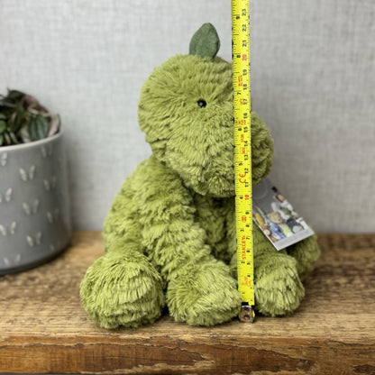 Jellycat Medium Fuddlewuddle Dinosaur - Green Sitting Textured Dinosaur Soft Toy