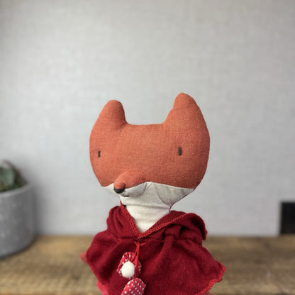 Maileg Red Riding Hood Fox - Retired Fox Plush With Hood Fairy Tale Soft Toy 