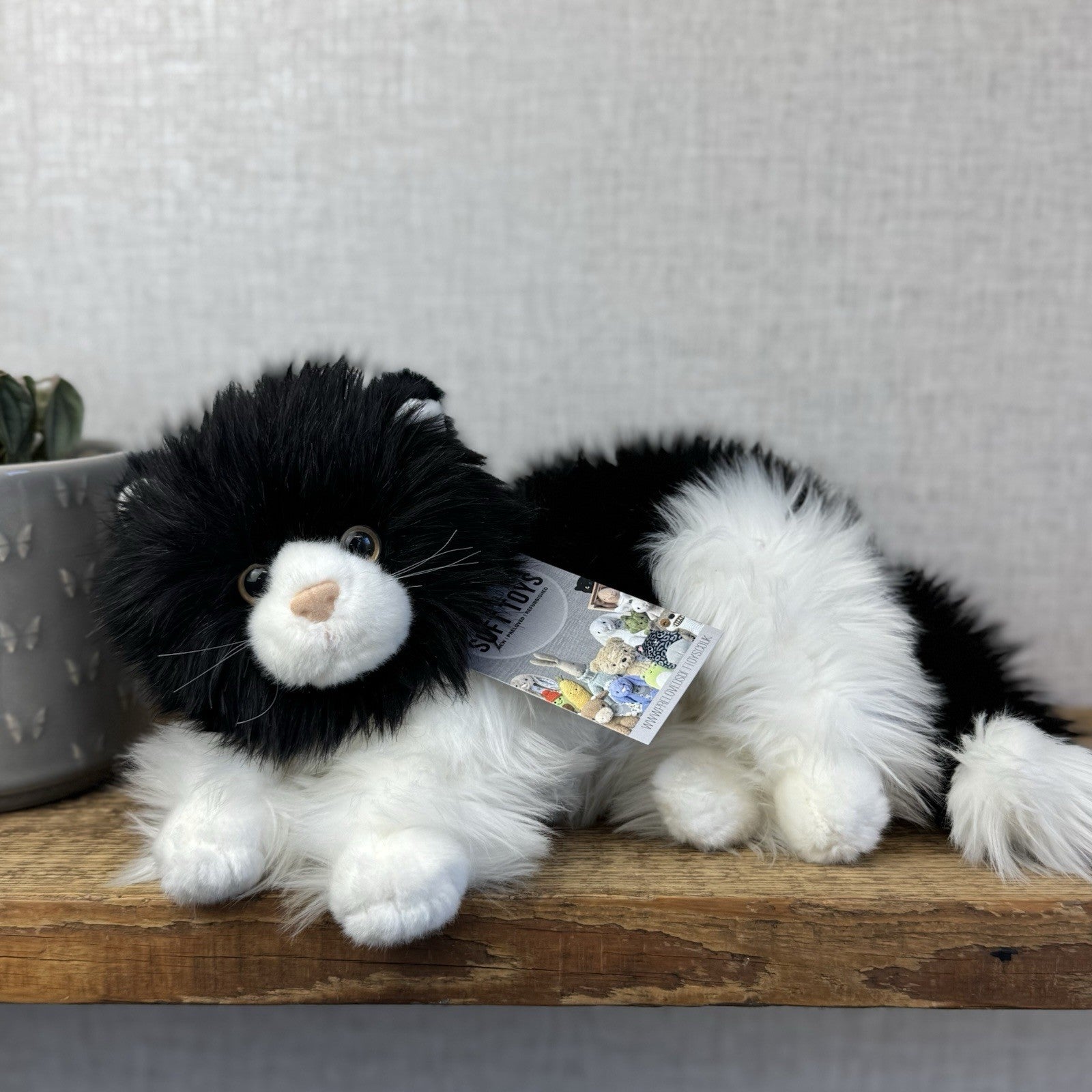 TY Kitties Black & White Fluffy Cat Soft Toy Retired Beanie 2007