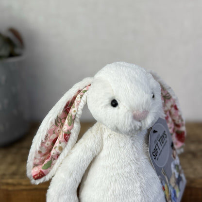 Jellycat Small Bashful Blossom Cream Bunny Berry - Cream Bunny Pink Ears NWOT 8”