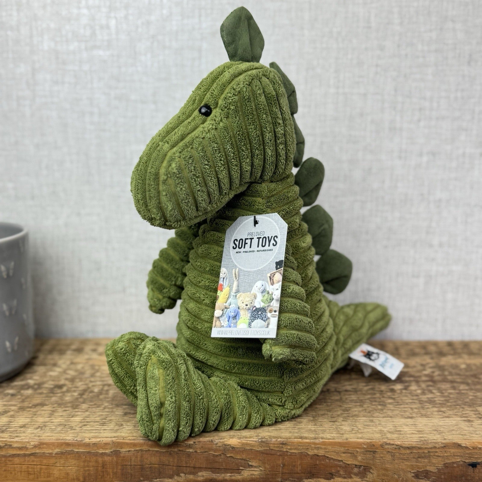 Jellycat Medium Cordy Roy Green Dinosuar - Olive Green Dino Beanie Plush 14"