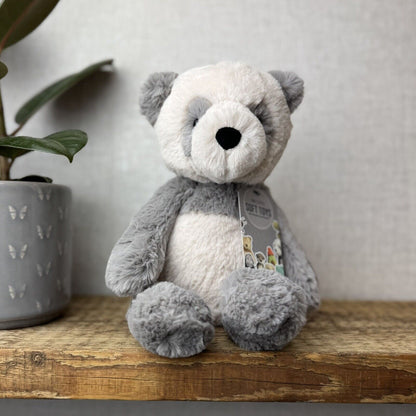 Jellycat Medium Buckley Panda - Snugglet Panda - Grey & White Beanie Panda 14”