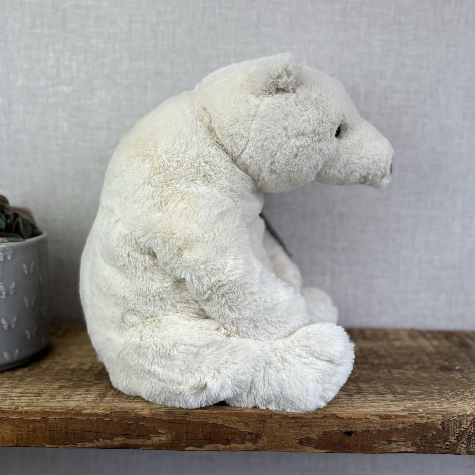 Jellycat Large Elwin Polar Bear - White Sitting Bear Plush Rare & Retired 16”