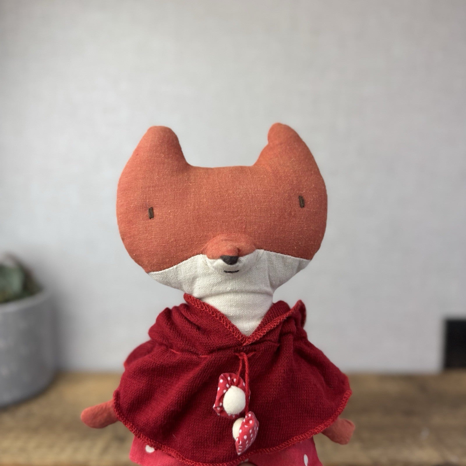 Maileg Red Riding Hood Fox - Retired Fox Plush With Hood Fairy Tale Soft Toy 