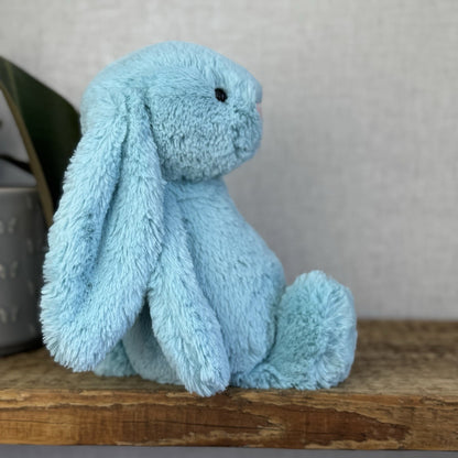 Jellycat Medium Bashful Aqua Bunny - Aqua Bunny Rabbit Bright Blue Medium 12”