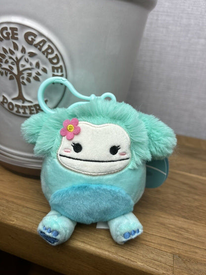 Squishmallows Clips - Blue Joelle Bigfoot Pink Flower 4 Inch BNWT Cute Kawaii