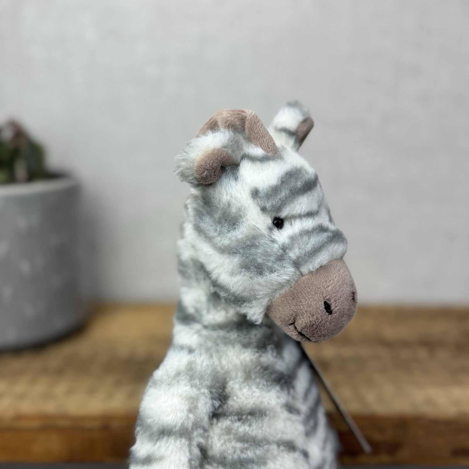Jellycat Medium Fluffles Zebra - Retired Fluffy Grey/White Zebra Plush 12" 