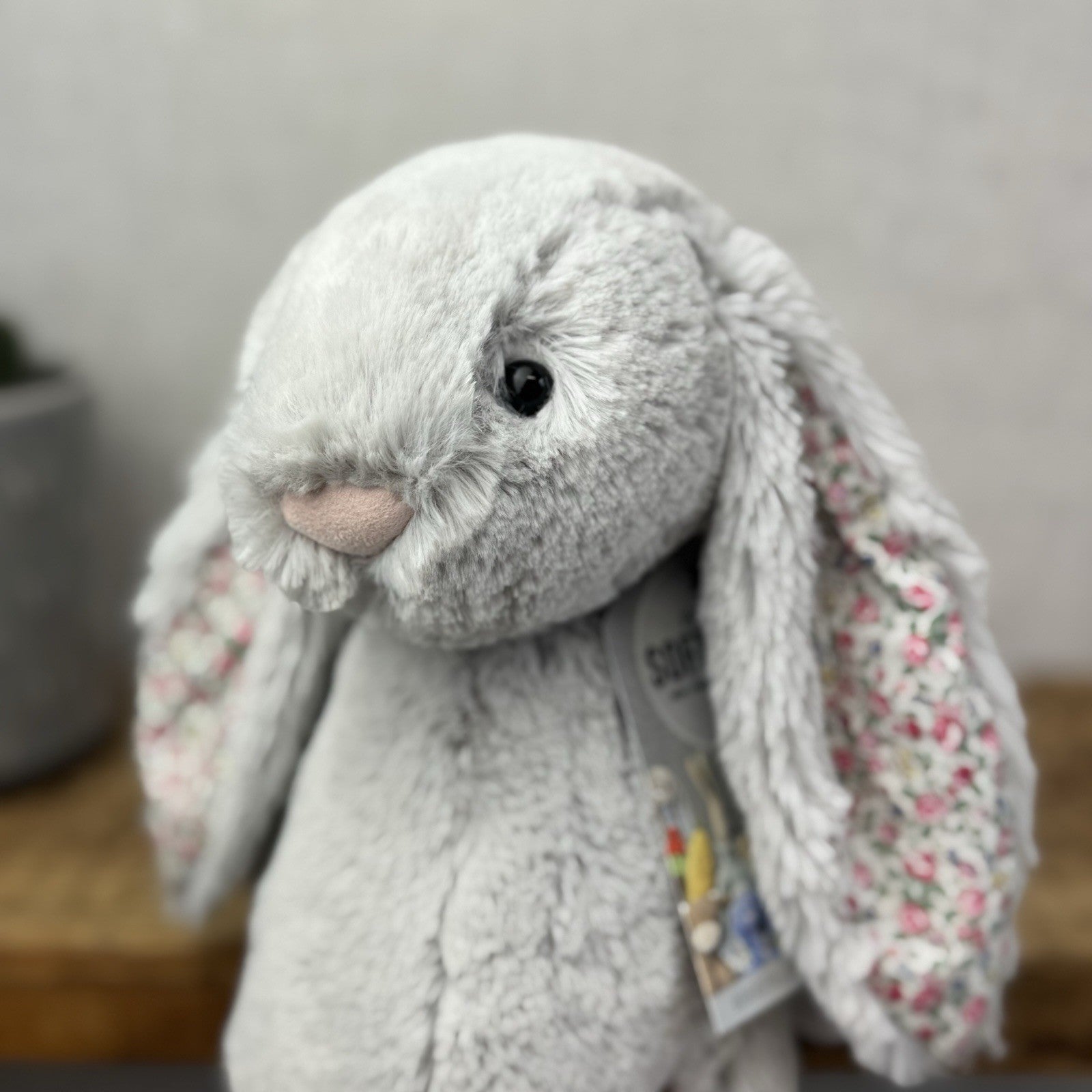 Jellycat Medium Silver Blossom Bunny - Grey Bunny Blossom Ears GreyTail 12"