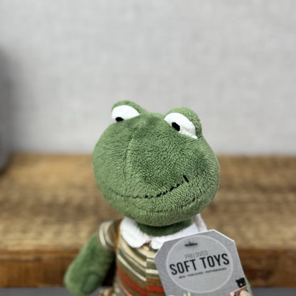 Jellycat My Little Friends Frog - Small Friends Frog Beanie In Stripe Dungarees