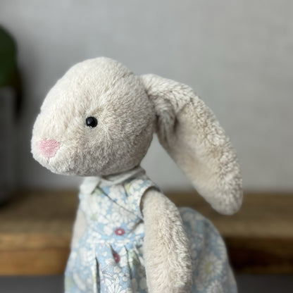 Jellycat Floral Lottie Bunny - Small Bunny In A Blue Dress Retired Rabbit 10”