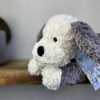Jellycat Tumblie Sheepdog Grey & White Laying Puppy Dog Soft Toy Plush 14” (#3)