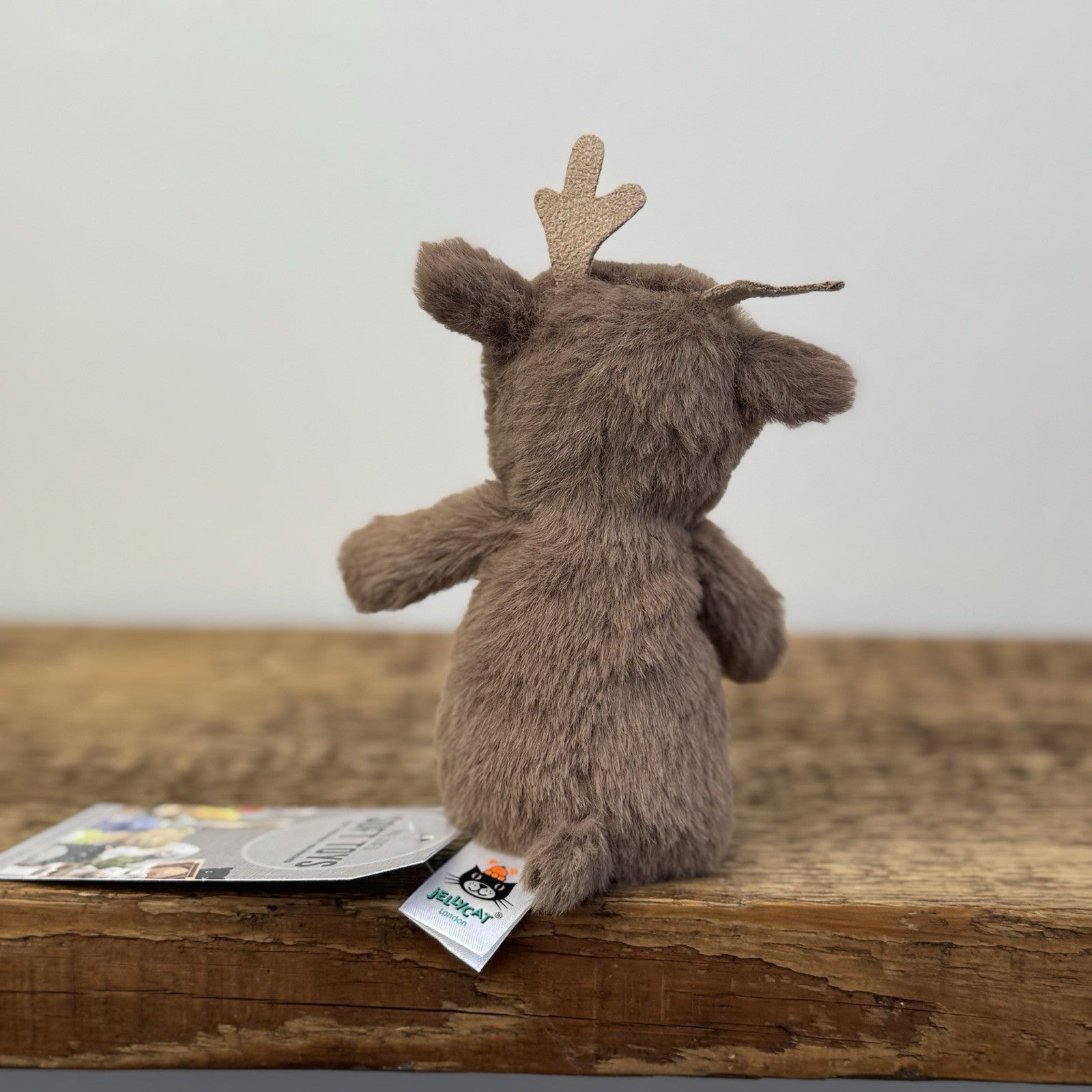Jellycat Fluffy Reindeer - Tiny Brown Mini Reindeer Beanie Soft Toy 4" Rare