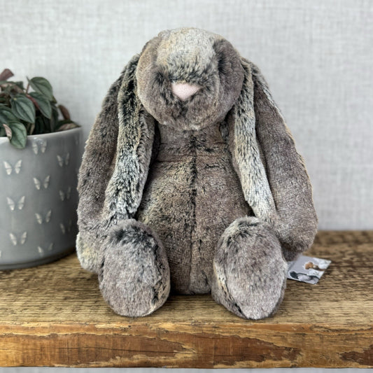 Jellycat Medium Bashful Woodland Bunny - Woodland Grey/brown Rabbit 12”